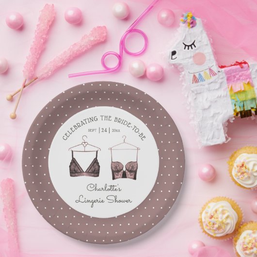 Black Pink Lace Waterverf Lingerie Vrijgezellenfee Papieren Bordje (Feest)