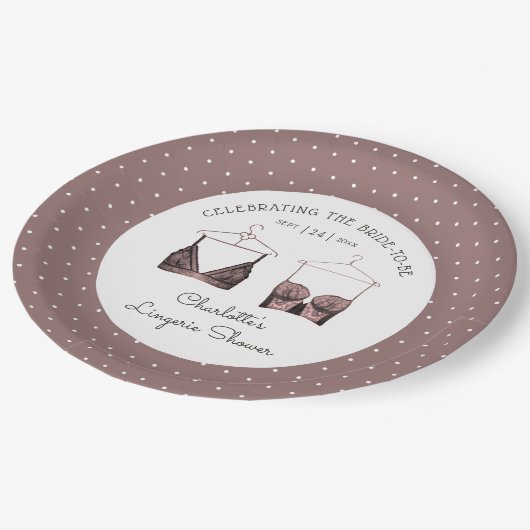 Black Pink Lace Waterverf Lingerie Vrijgezellenfee Papieren Bordje (Gekanteld)