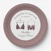 Black Pink Lace Waterverf Lingerie Vrijgezellenfee Papieren Bordje (Voorkant)