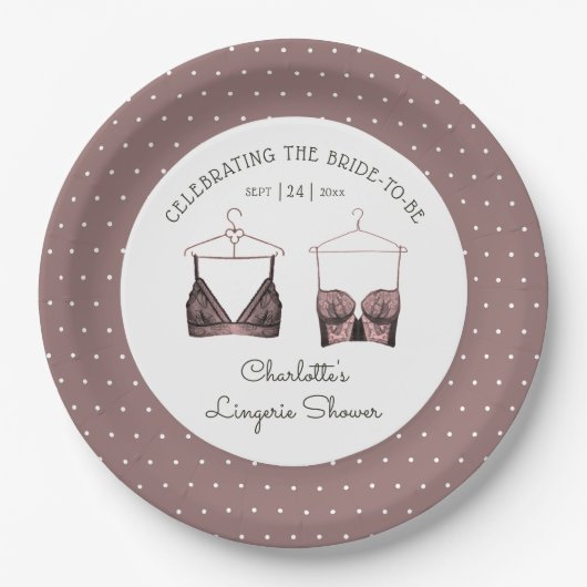 Black Pink Lace Waterverf Lingerie Vrijgezellenfee Papieren Bordje (Voorkant)