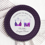 Black Pink Lace Waterverf Lingerie Vrijgezellenfee Papieren Bordje<br><div class="desc">Black Paars Lace Waterverf Lingerie Vrijgezellenfeest Papieren Borden Tableware biedt elegante zwarte en paarse lace-bras met uw persoonlijke lingerie,  panty party of vrijgezellenfeest in elegant script. Personaliseer door de tekst in de verstrekte tekstvakjes uit te geven. Creëer door ©Evco Studio www.zazzle.com/store/evcostudio</div>