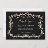 Black Pink Lente Tuin Baby Shower Bedankkaart (Voorkant)