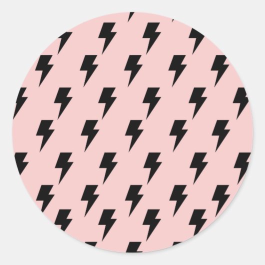Black Pink Lightning Y2K Indie Bold Expression Ronde Sticker (Voorkant)