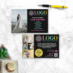 Black Pink Logo Foto's Promo Klein Bedrijf Flyer<br><div class="desc">Zwarte, gele en felroze marketingflyers voor uw kleine bedrijf, gepersonaliseerd met uw logo, foto's, QR-code en aangepaste tekst. Gepersonaliseerde promotie-flyers voor uw kleine bedrijf, misschien fotografie, landschapsarchitectuur, schoonheid, welzijn en meer. Voeg foto's, adres, sociale media, telefoonnummer en alle informatie toe die uw toekomstige klanten en cliënten nodig hebben. Algemene marketingflyers...</div>