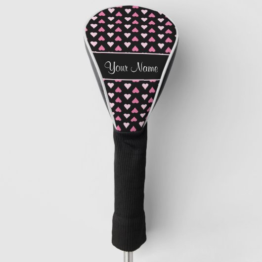 Black Pink Love Hearts Golfheadcover (Voorkant)