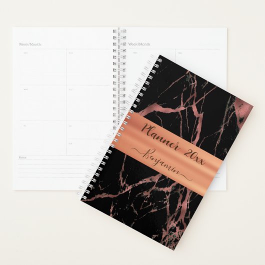 Black Pink Marble Roos Gold Planner 2023 2024 (Display)