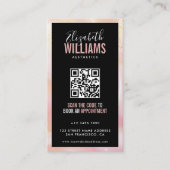 Black Pink Marmer Beauty Salon QR Code Loyalty & Visitekaartje (Voorkant)
