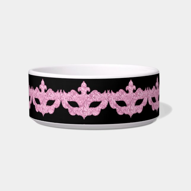 Black Pink Masquerade Princess Pet Feeding Bowl Voerbakje (Voorkant)