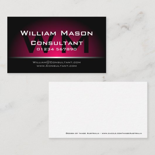 Black Pink Monogram Professional - Visitekaartje (Voorkant / Achterkant)