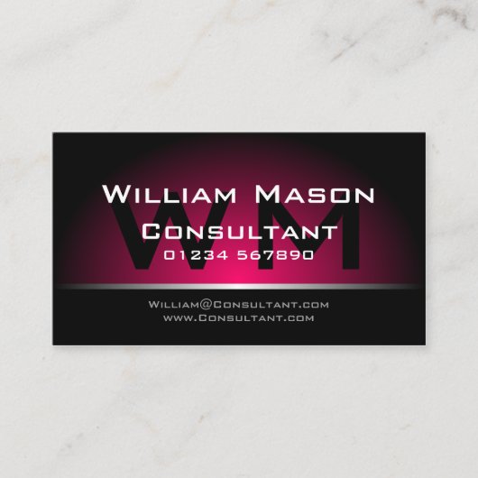 Black Pink Monogram Professional - Visitekaartje (Voorkant)