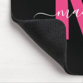 Black Pink Monogram Schrift Naam Muismat (Hoek)