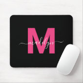 Black Pink Monogram Schrift Naam Muismat (Met muis)