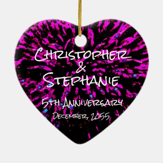 Black Pink, naam, Jubileum kerst met hart Keramisch Ornament (Achterkant)