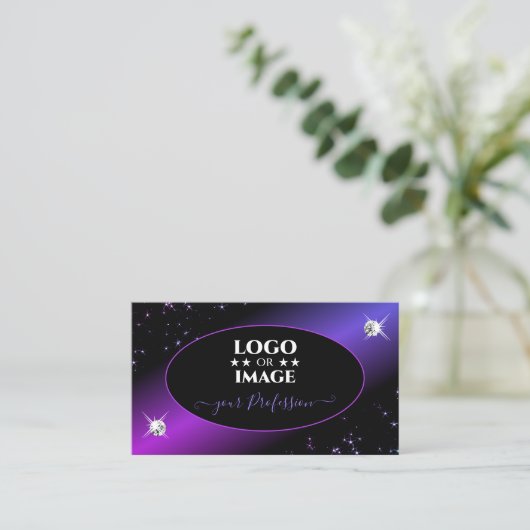 Black Pink Paars Glitter Stars Jewelen met Logo Visitekaartje (Staand voorkant)