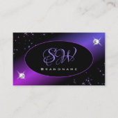 Black Pink Paars Glitter Stars Jewels Initialen Visitekaartje (Voorkant)