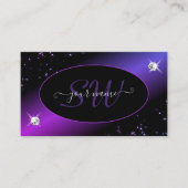 Black Pink Paars Glitter Stars Jewels Monogram Visitekaartje (Voorkant)