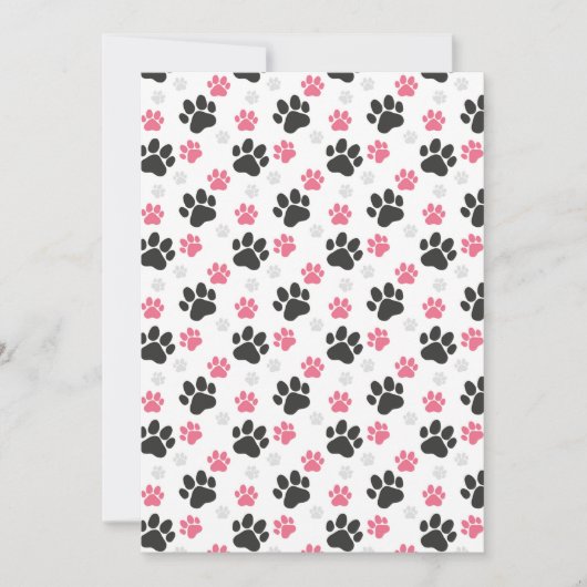 Black Pink Paw Print Dog Eigenaar Puppy Lover Pets Kaart (Voorkant)