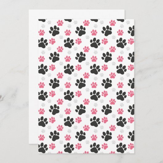 Black Pink Paw Print Dog Eigenaar Puppy Lover Pets Kaart (Voorkant / Achterkant)