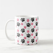 Black Pink Paw Print Dog Eigenaar Puppy Lover Pets Koffiemok (Links)