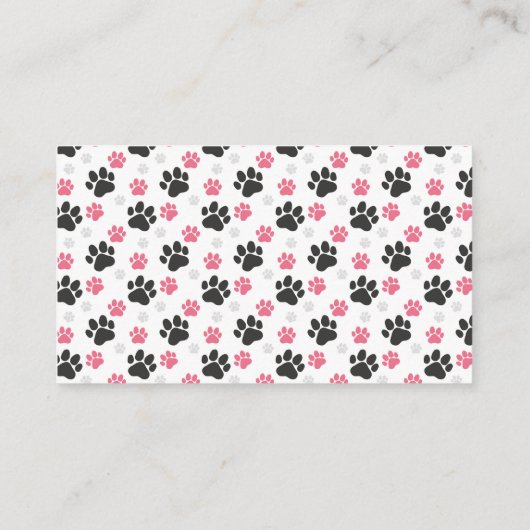 Black Pink Paw Print Dog Eigenaar Puppy Lover Pets Plaatskaartje (Achterkant)