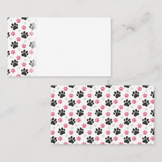 Black Pink Paw Print Dog Eigenaar Puppy Lover Pets Plaatskaartje (Voorkant / Achterkant)