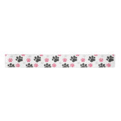Black Pink Paw Print Dog Eigenaar Puppy Lover Pets Satijnen Lint (Voorkant)