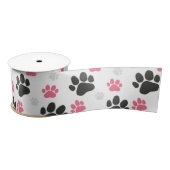 Black Pink Paw Print Dog Eigenaar Puppy Lover Pets Satijnen Lint (Spoel)