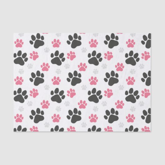 Black Pink Paw Print Dog Eigenaar Puppy Lover Pets Tissuepapier (Voorkant)