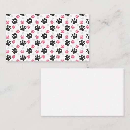 Black Pink Paw Print Dog Eigenaar Puppy Lover Pets Visitekaartje (Voorkant / Achterkant)