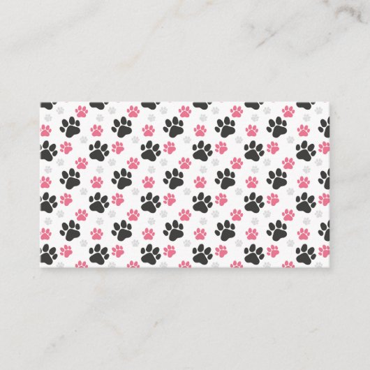 Black Pink Paw Print Dog Eigenaar Puppy Lover Pets Visitekaartje (Voorkant)