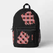 Black, Pink Plaid Patches, Name  Bedrukte Rugzak (Voorkant)