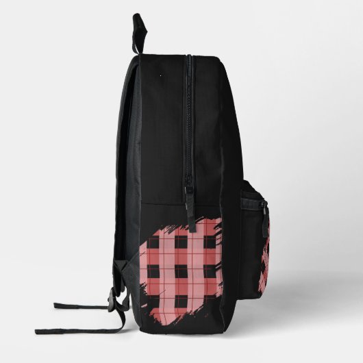 Black, Pink Plaid Patches, Name  Bedrukte Rugzak (Links)