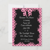 Black Pink Polka Dot Invitation Kaart (Voorkant)