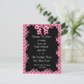 Black Pink Polka Dot Invitation Kaart (Staand voorkant)