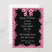 Black Pink Polka Dot Invitation Kaart (Voorkant / Achterkant)