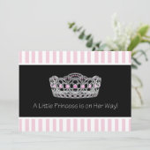 Black Pink Princess Baby shower Kaart (Staand voorkant)