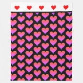 Black Pink Purple Red Hearts Fleece Deken (Voorkant)