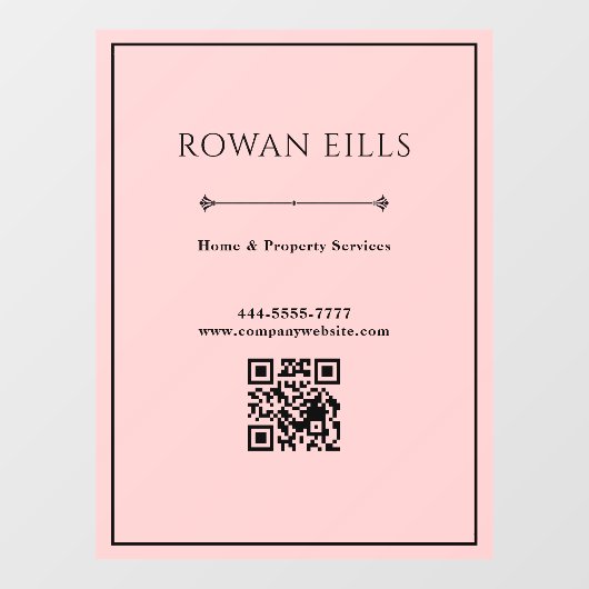 Black Pink QR Code Office door sign Raamsticker (Vel)