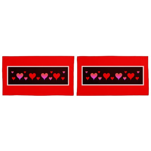 Black Pink Red Hearts  Kussensloop (Voorkant-Set)