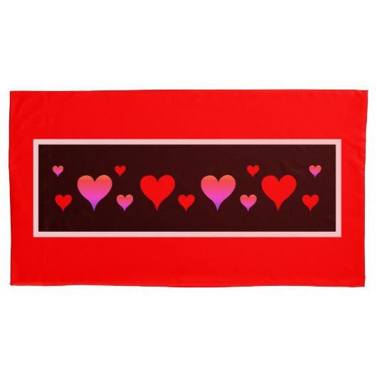 Black Pink Red Hearts  Kussensloop (Voorkant-Links)