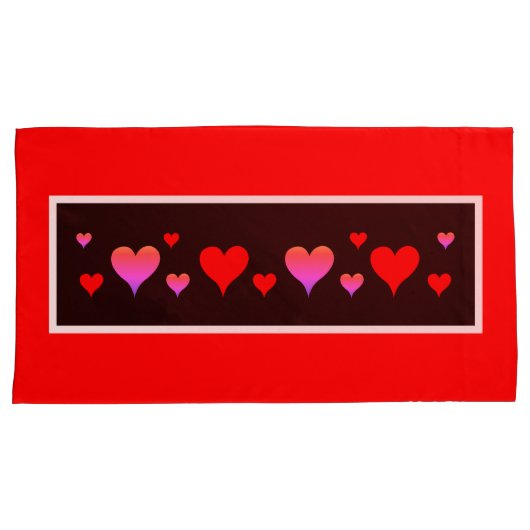 Black Pink Red Hearts  Kussensloop (Voorkant-Rechts)