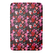 Black Pink Red Hearts Love Pattern Badmat (Voorkant Verticaal)