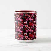 Black Pink Red Hearts Love Pattern Mok (Midden)