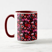 Black Pink Red Hearts Love Pattern Mok (Links)