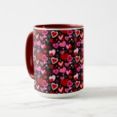 Black Pink Red Hearts Love Pattern Mok (Voorkant links)