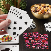 Black Pink Red Hearts Love Pattern Pokerkaarten (Insitu)