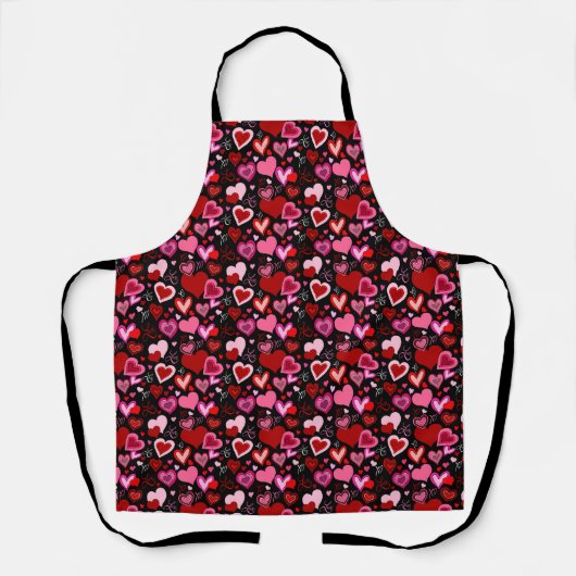 Black Pink Red Hearts Love Pattern Schort (Voorkant)