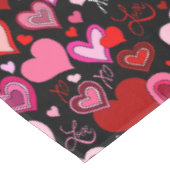 Black Pink Red Hearts Love Pattern Tafelkleed (Gekanteld)