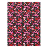 Black Pink Red Hearts Love Pattern Tafelkleed (Voorkant)