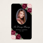 Black Pink Red Silver Floral Memorial Prayer Kaart (Voorkant)